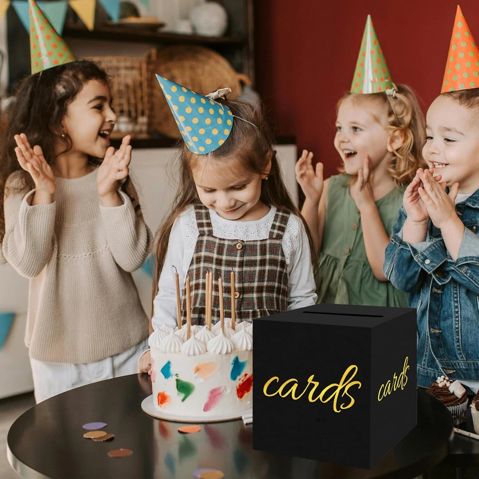 Caja de tarjetas negra Caja de tarjetas de graduación Caja de tarjetas de boda para fiesta Baby Shower Funera Foto 4 de 4