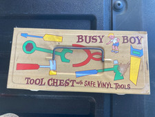 Vintage Busy Boy Tool Chest Toy Metal Toolbox Ohio Art 1960's -70's