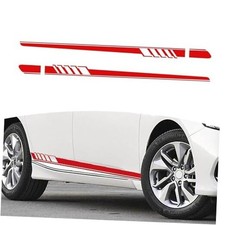 Pack-2 Car Side Body Decals, 4.52" x 88.58" Waterproof PVC Vehicle 2 PCS Red