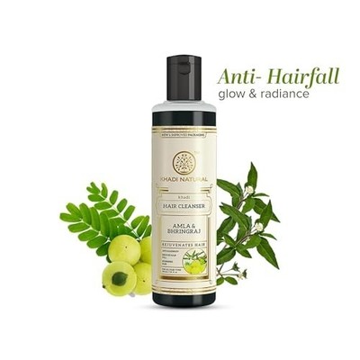 Khadi Natural Amla Bhringraj Hair Cleanser Shampoo Anti Dandruff 210ml Herbal