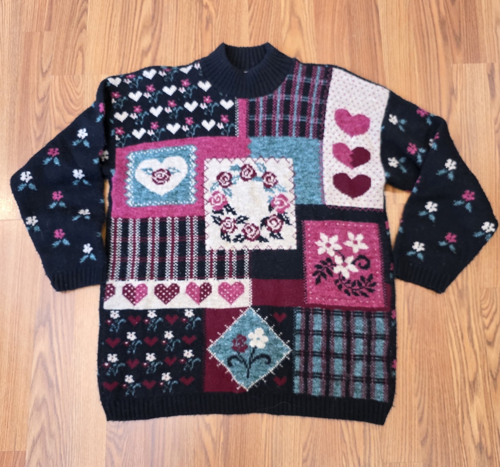 VTG Bugle Boy for Her Heart Patchwork Sweater Wom… - image 8