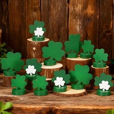 12 Pcs St. Patrick's Day Shamrock Table Decorations St. Patrick's Day Wooden Tab