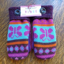 Sweater Mittens Handmade Acrylic, Lined With New Fleece. Ladies M CUTE 
