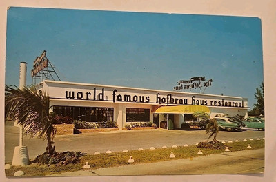 Vintage Unused Postcard World Famous Hofbrau Haus Hallandale Florida FL T8