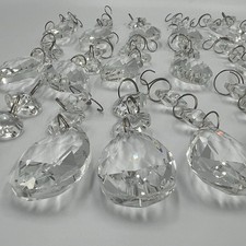 Crystal Glass Chandelier Prism Beads Clear Lot Of 20 Strands READ DESCRIPTION