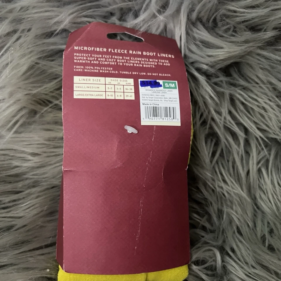 Calcetines forros de botas de lluvia de lana de microfibra Merona para mujer talla S/M amarillos Foto 4 de 4