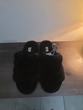 UGG Fluff Yeah Slide Sandal Black 1095119 Women's 10