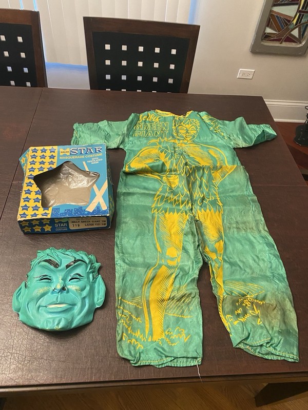 1960s JOLLY GREEN GIANT HALLOWEEN COSTUME - Halco-Weird Proportions Youth Sz L
