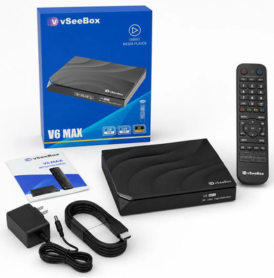 vSeeBox V6 Max Android 14 TV Box 4GB+64GB 8K HDR AV1 Dual Band WiFi BT5.0 Media
