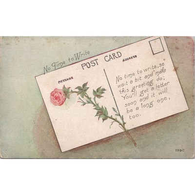 No Time To Write Vintage Postcard PC549