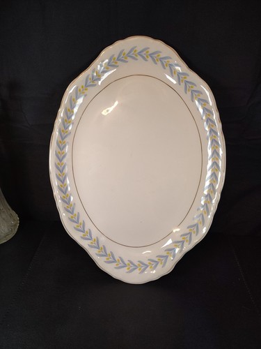 WS George Radisson China Apollo Oval Platter 16" Serving Platter Blue Yellow 40s - Picture 19 of 21