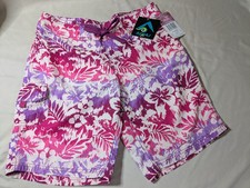 NWT Kanu Surf SZ 4 Women's Oceanside Swim Board Shorts Beach Pink Purple Flowers