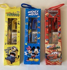 Cars Mickey Mouse Minions Pencil Sets Kids Writing Pencils with Eraser Sharpener