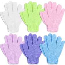 12 Pcs Exfoliating Gloves, Body Scrubber 6 Pairs, Purple
