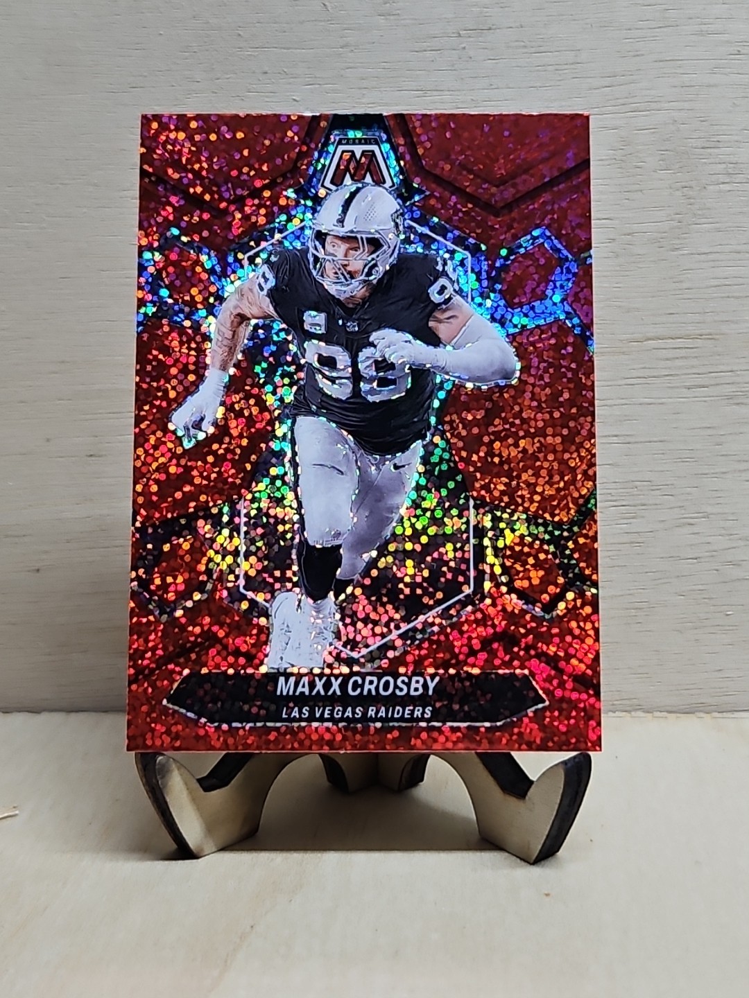 2024 Panini Mosaic #118 Maxx Crosby - Red Sparkle Prizm 🔥 Las Vegas Raiders