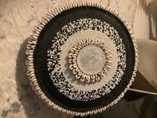 African beaded shield, decorative object, tribal, cowrie sheels