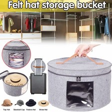 Hut Aufbewahrungsbox mit Deckel, Runde Filz Hutschachtel Reise Hut Organizer Box