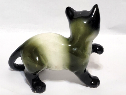 Vintage Ty-Nee Porcelain Black & Green Cat Figurine Japan 5.25" long, RARE !!! - Picture 4 of 6