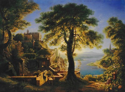 Karl Friedrich Schinkel - Schloss am Strom, 40x60cm, Druck Leinwd. a. Keilrahmen
