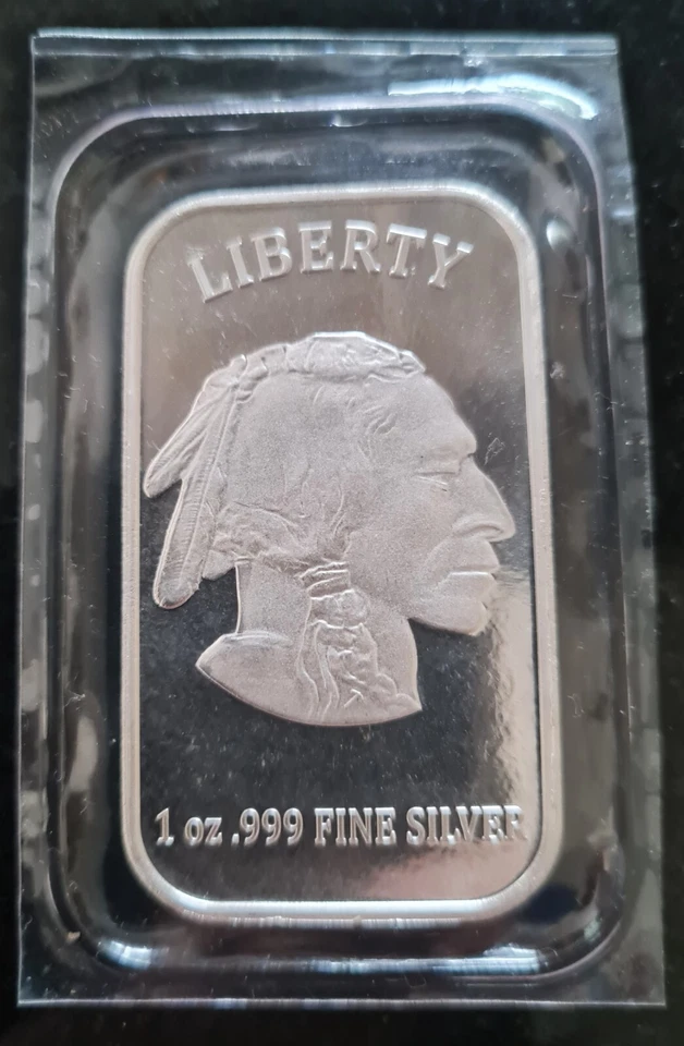 1oz .999 Fine Silver Liberty Native American Head / Buffalo Bar USA - Image 2 of 3