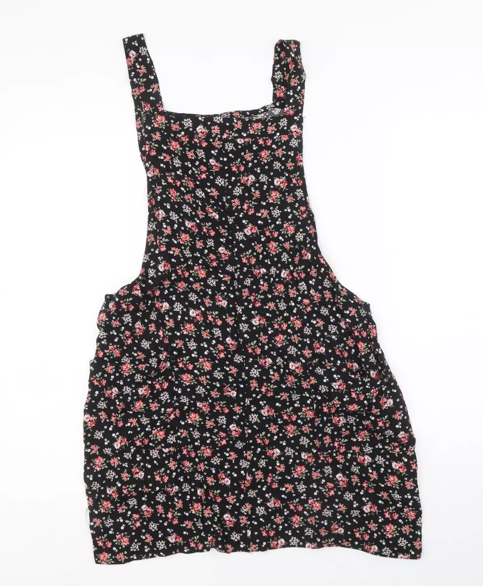 New look black dungaree dress cheap