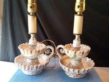 Vintage Rare Benrose Made in  italy #1827  Set of 2 art pottery lamps