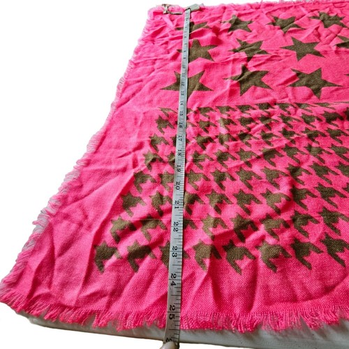 Codello NWT Scarf Shawl Wrap Women's One Size OS Pink & Dark Green Star 80x25" - Picture 5 of 6