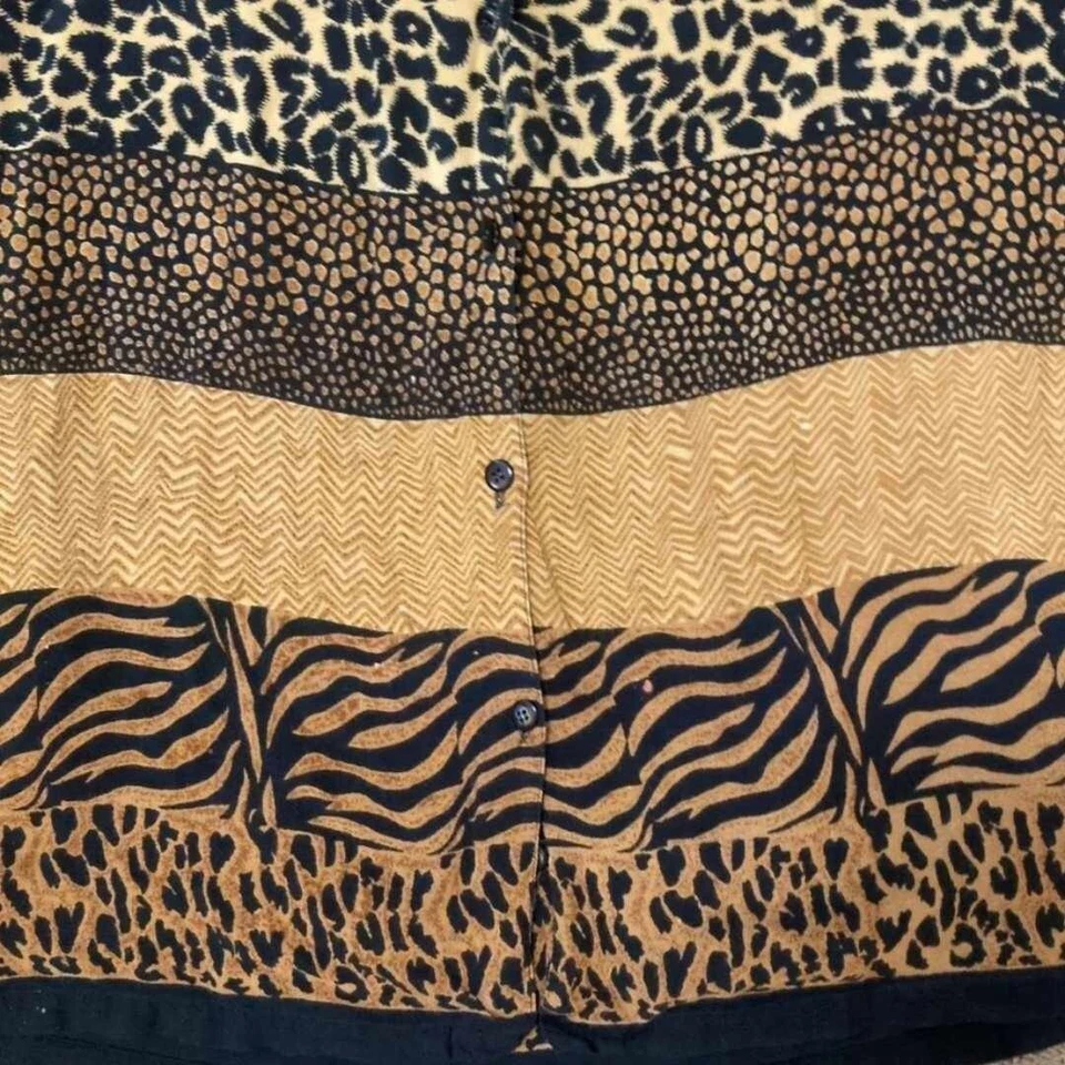 Blusa Fab-u-lous Marca Estampado Animal Talla 2X Abotonada Safari Africano Verano Foto 2 de 4