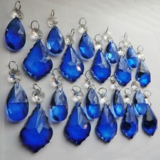 20 Cobalt Blue Chandelier Glass Crystals Sun Catchers Beads Drops Prisms Retro