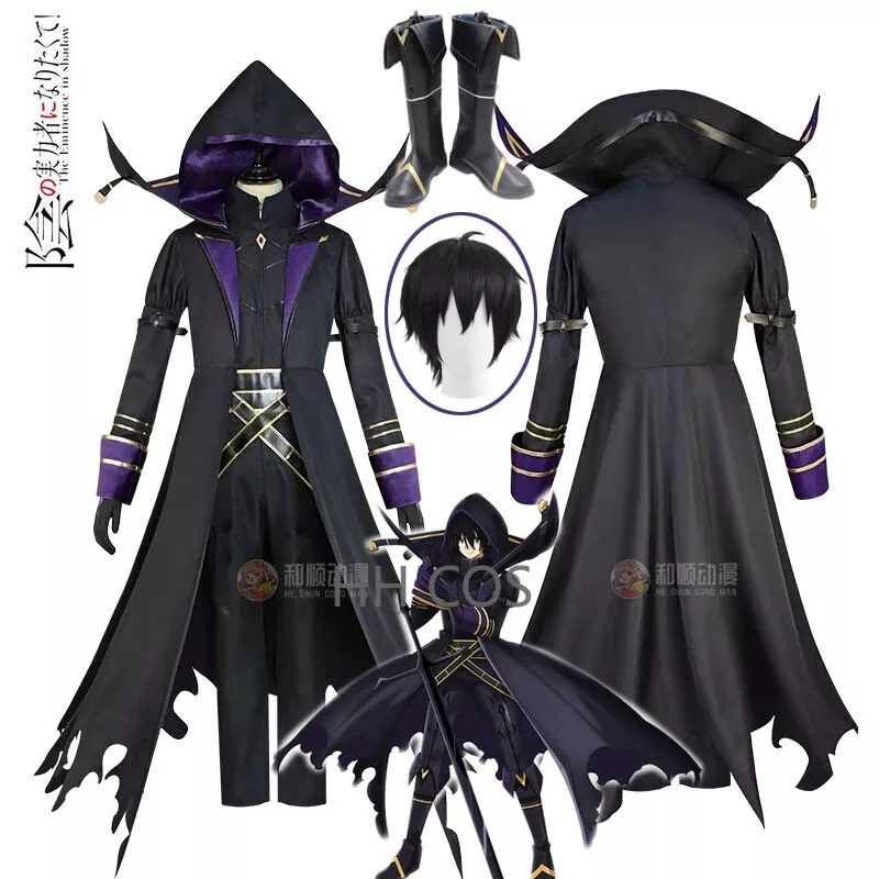 Anime The Eminence In Shadow Kagenou Cid Cosplay Costume Wig Black