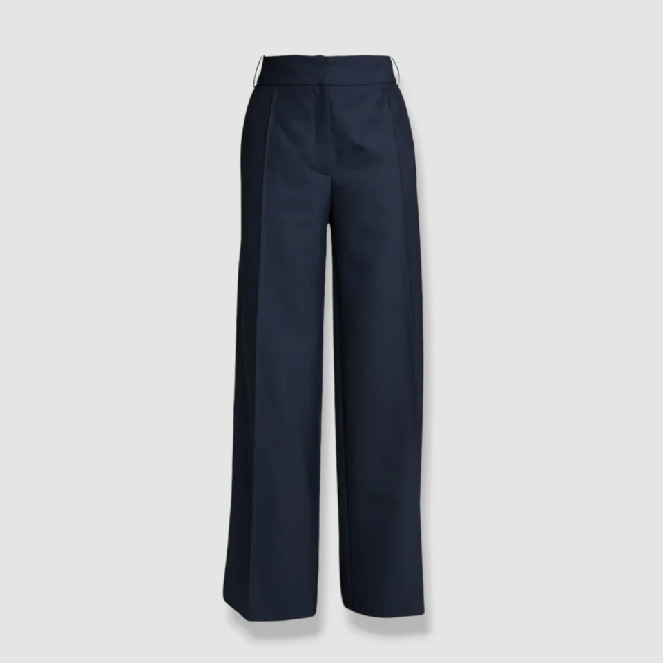 Pantalones de lana Oscar De La Renta azules tiro alto pierna ancha talla 16 $1290 para mujer