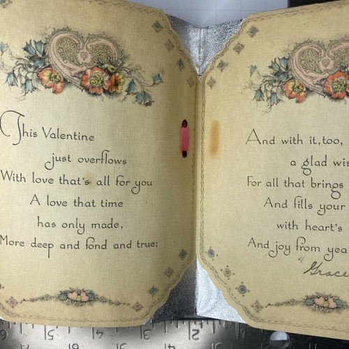 Vintage Valentine Greeting Card Victorian Couple C 1930 Rust Craft Mother Father - Picture 2 of 3