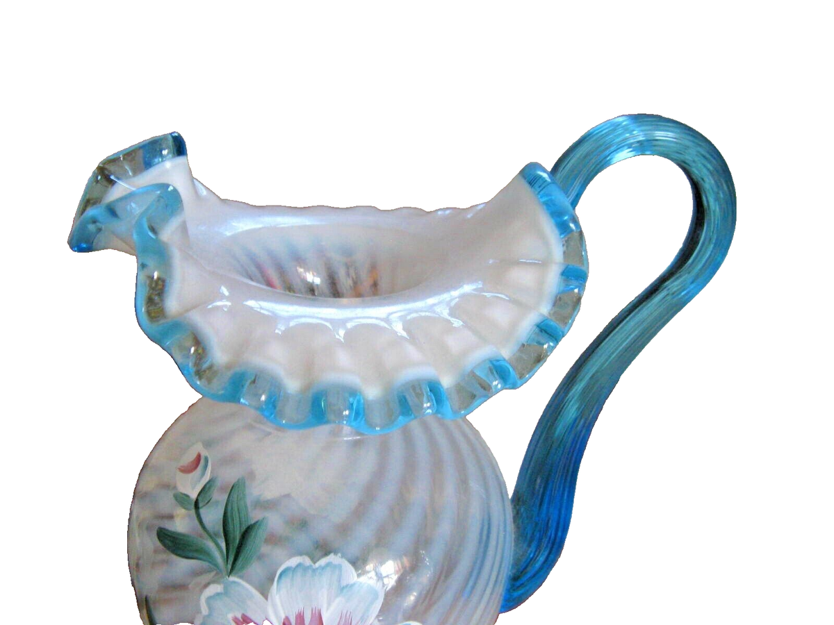 Fenton Signed LE 90th Anniversary Aqua Crest & Optic Swirl 9
