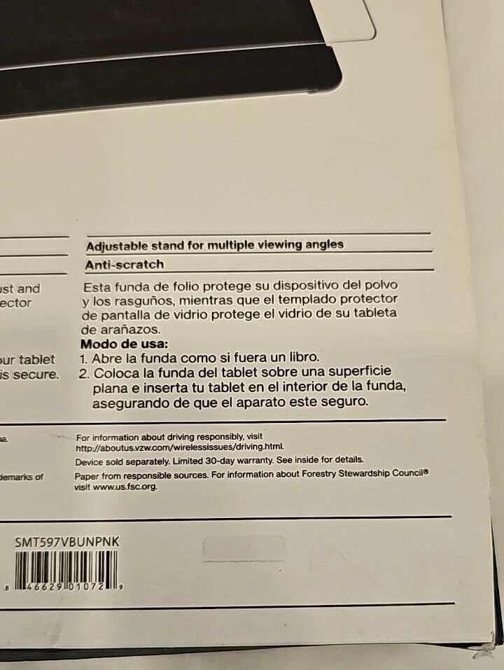 Verizon Folio Back Case Samsung Galaxy Tab A Smart Cover 10.5 Inch Bookcase Pink - Image 4 of 4