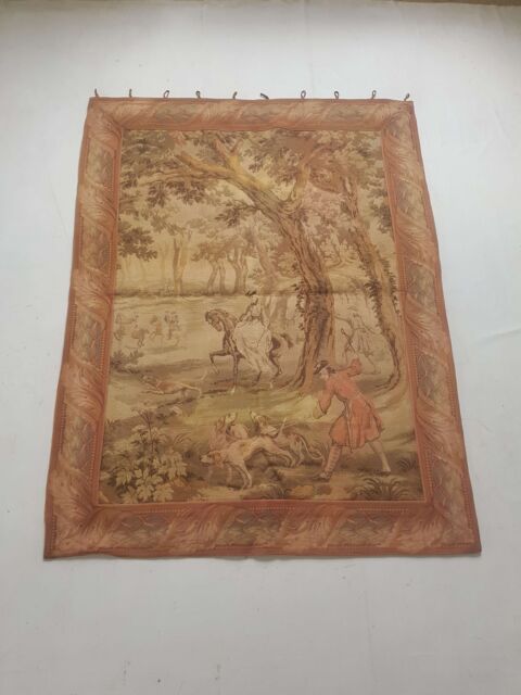 Antique JP French Hunting Scene Wall Hanging Tapestry 155x119cm