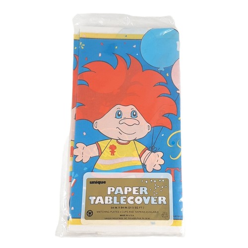 Vintage Unique Party Troll Paper Tablecover Birthday 1992 54 IN. X 84 IN.  - Picture 1 of 3