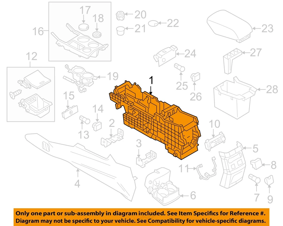 Used Front Lower Center Console fits: 2018 Ford Explorer floor Base w/o police p Foto 3 de 4
