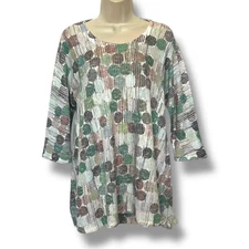 Inoah Mosaic Top Knit Tunic Size M Geometric Pattern Wam Tones