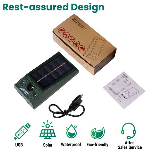 2x Ultrasonic Solar Animal Repeller 5 Modes w/ Motion Sensor Flashing Light Yard - Picture 43 of 43