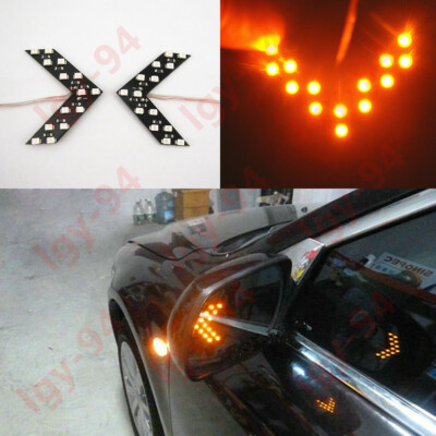 2pcs Amber 14 SMD LED Add-on Arrow Panel Mirror Turn Signal Lights