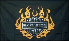 Harley Davidson Orange Flame 3x5 Ft Motorcycle Flag Banner Garage Man Cave