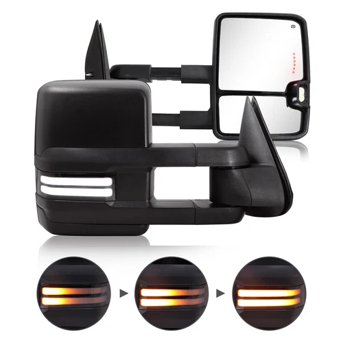 Tow Mirrors for 2003-2007 Chevy Silverado GMC Sierra Heated Smoked Switchback