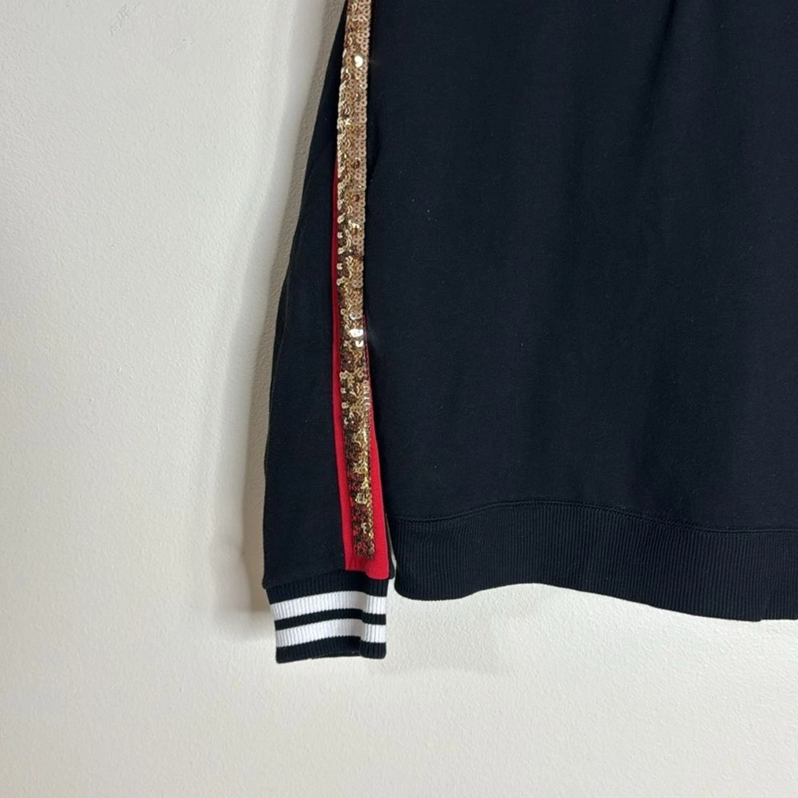 UNDERCOVER Felpa con cappuccio Victoria Secret rosa donna amore rosa stringata nera taglia media rose paillettes