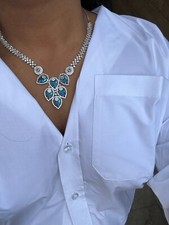 Bollywood indian Silver Plated Ethnic AD CZ Jewelry Earrings Necklace Bridal Set