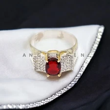 Ruby Gemstone With 925 Sterling Silver Groom Ring For Men's #BL101