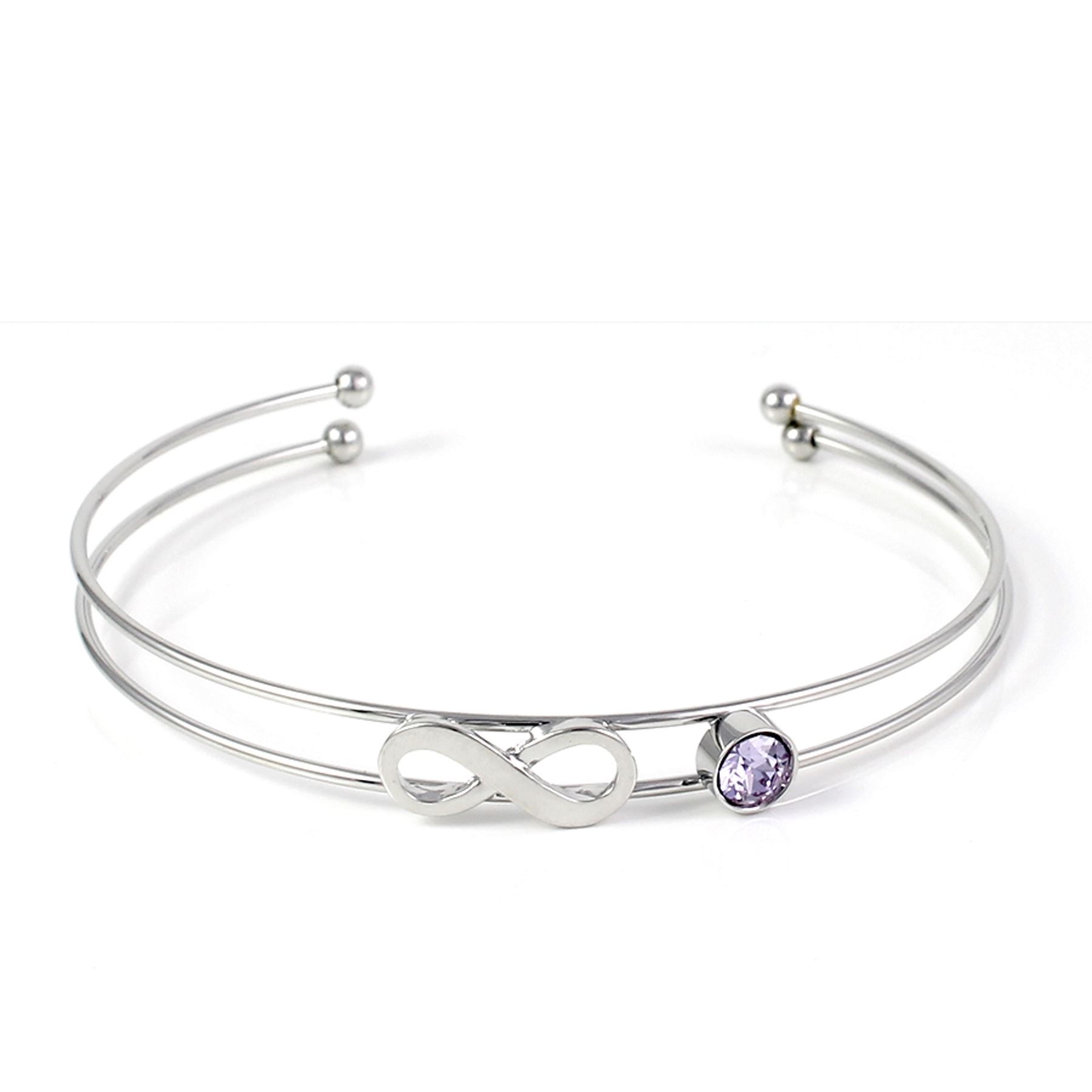 Birthstone June Bangle Moonstone Infinity Torque Bracelet Gift Box - Angelys