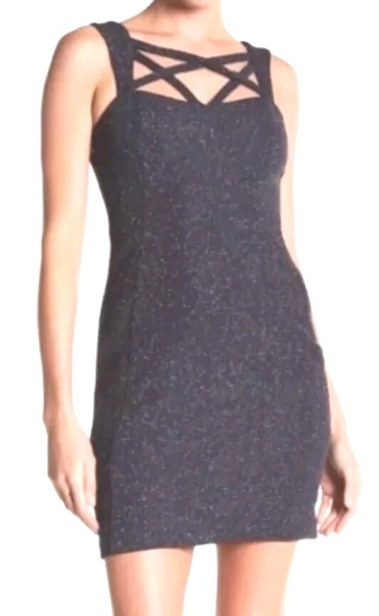 Eliza J Cocktail Women's 2 Dark Gray Steel Metallic Criss cross Straps New Tags