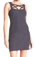 Eliza J Cocktail Women's 2 Dark Gray Steel Metallic Criss cross Straps New Tags