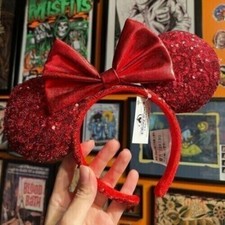 Red Sequin Bow Redd Pirate Disney Parks Mickey Mouse Minnie Ears Headband