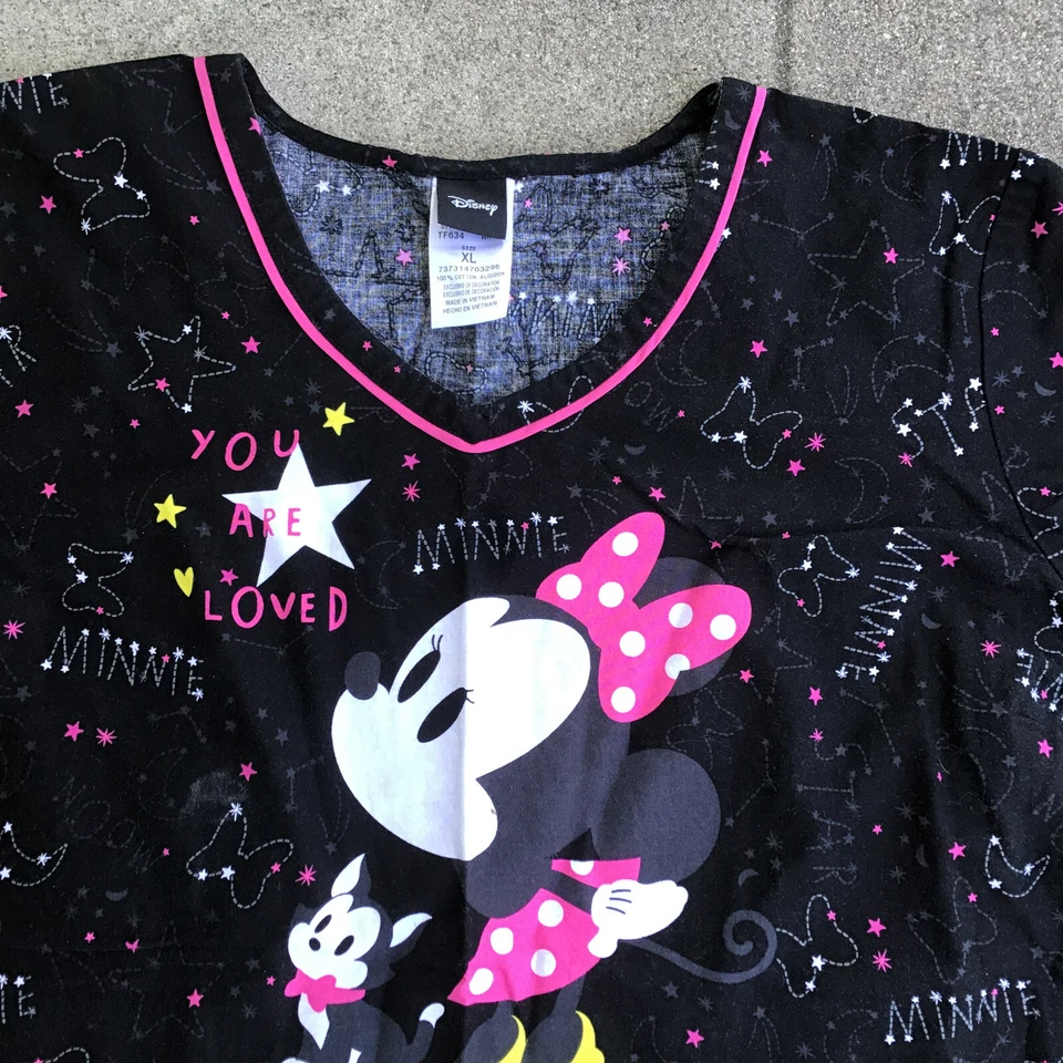 Disney Minnie Mouse Scrubs Women XL Top Shirt Constellation - Image 3 of 4